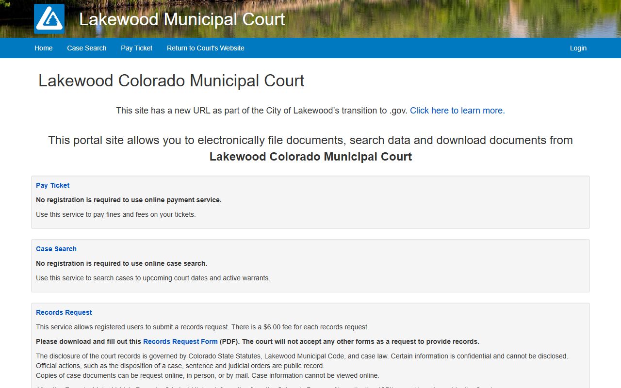 Lakewood municipal court portal for case searches