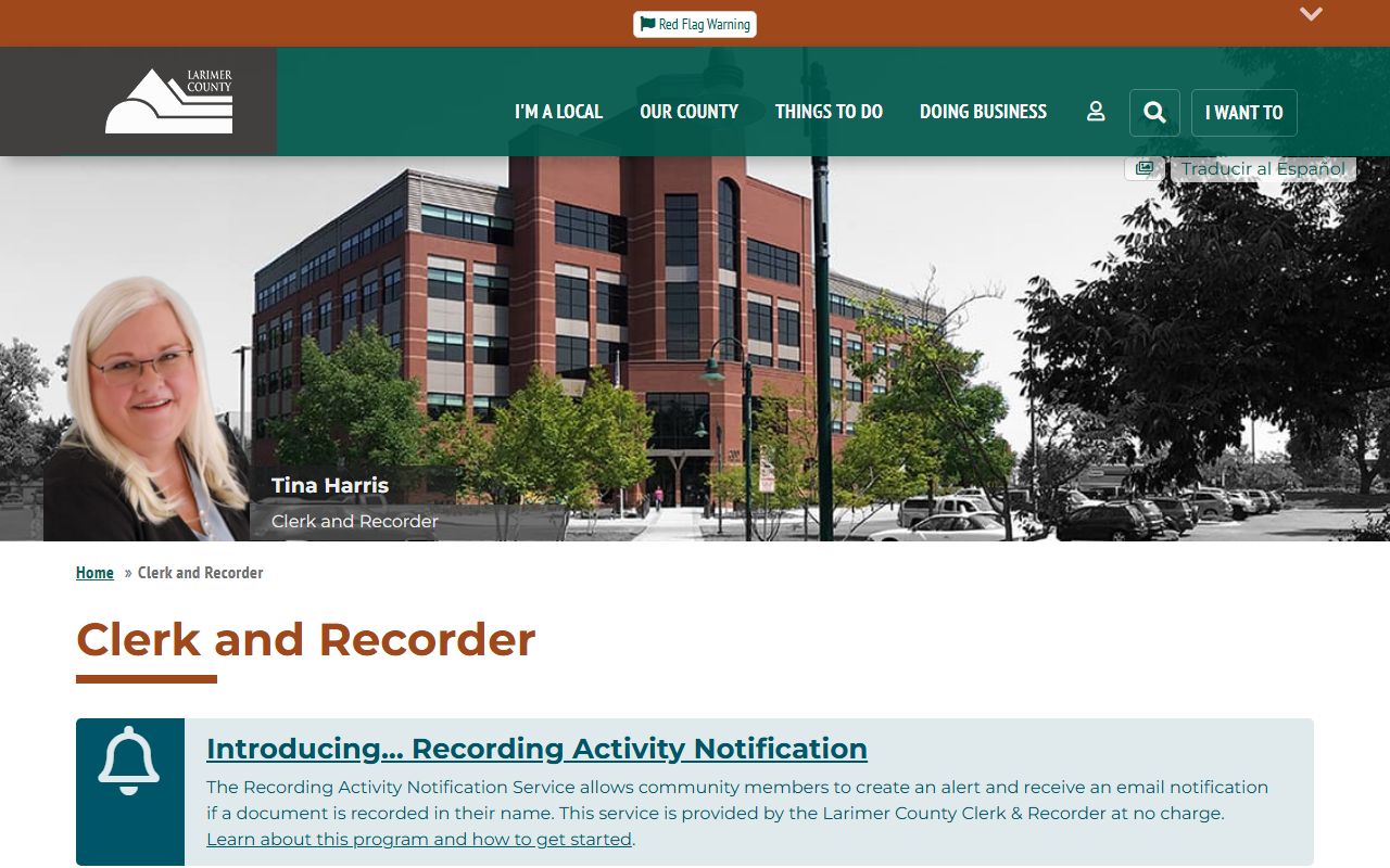 Larimer County Clerk website homepage