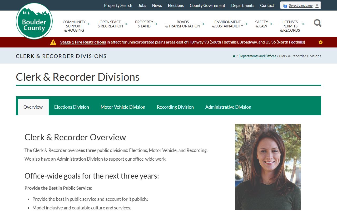 Boulder County Clerk and Recorder website