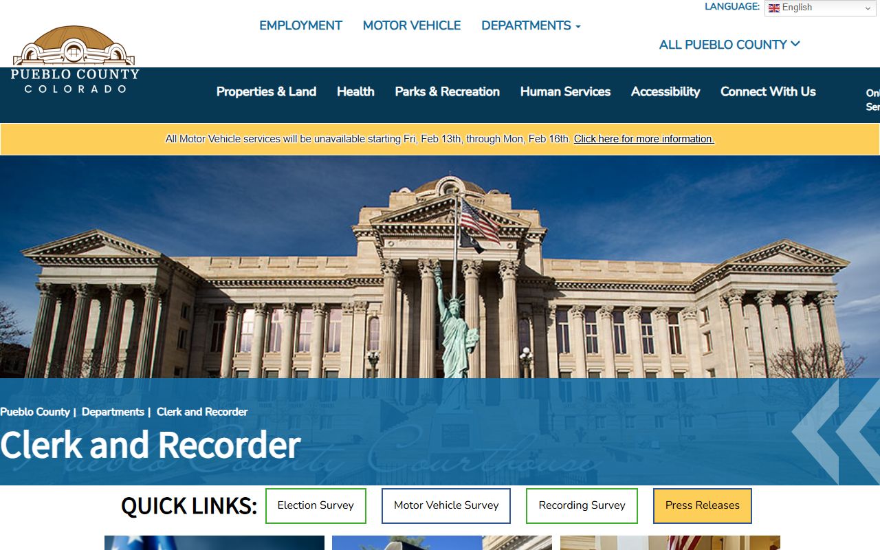 Pueblo County Clerk and Recorder website