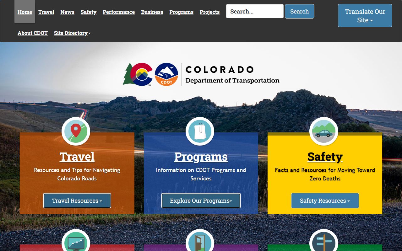 Colorado Department of Transportation website for residents records